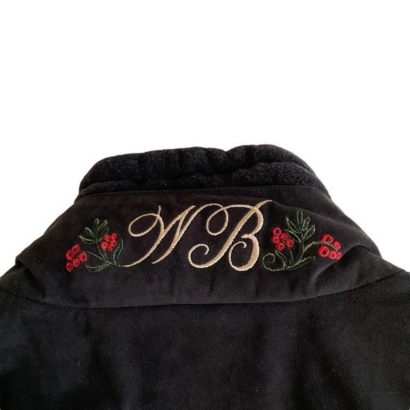 VTG Bogner Suede Embroidered Women’s Belted Ski Jacket Black Red 80s/90s Vintage - Picture 4 of 12